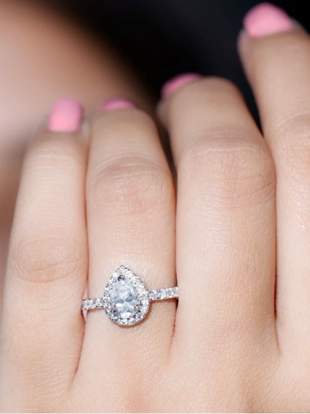Pear Teardrop 1.39 carat Moissanite 925 Halo Bridal ring size 5